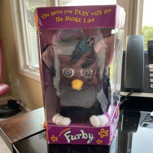 Furby 1998 Model 70-800 Black White Feet Pink Ears Blue Eyes Tiger 1st